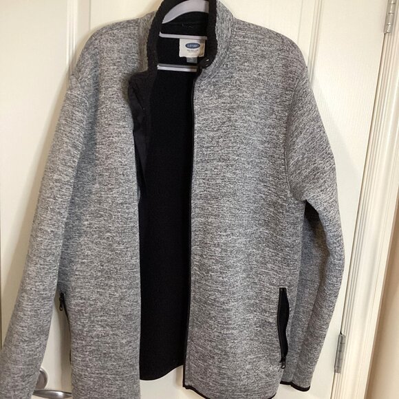 Old Navy Men's Fleece Gray Jacket Size XL Unisex Full Zip - Picture 3 of 8